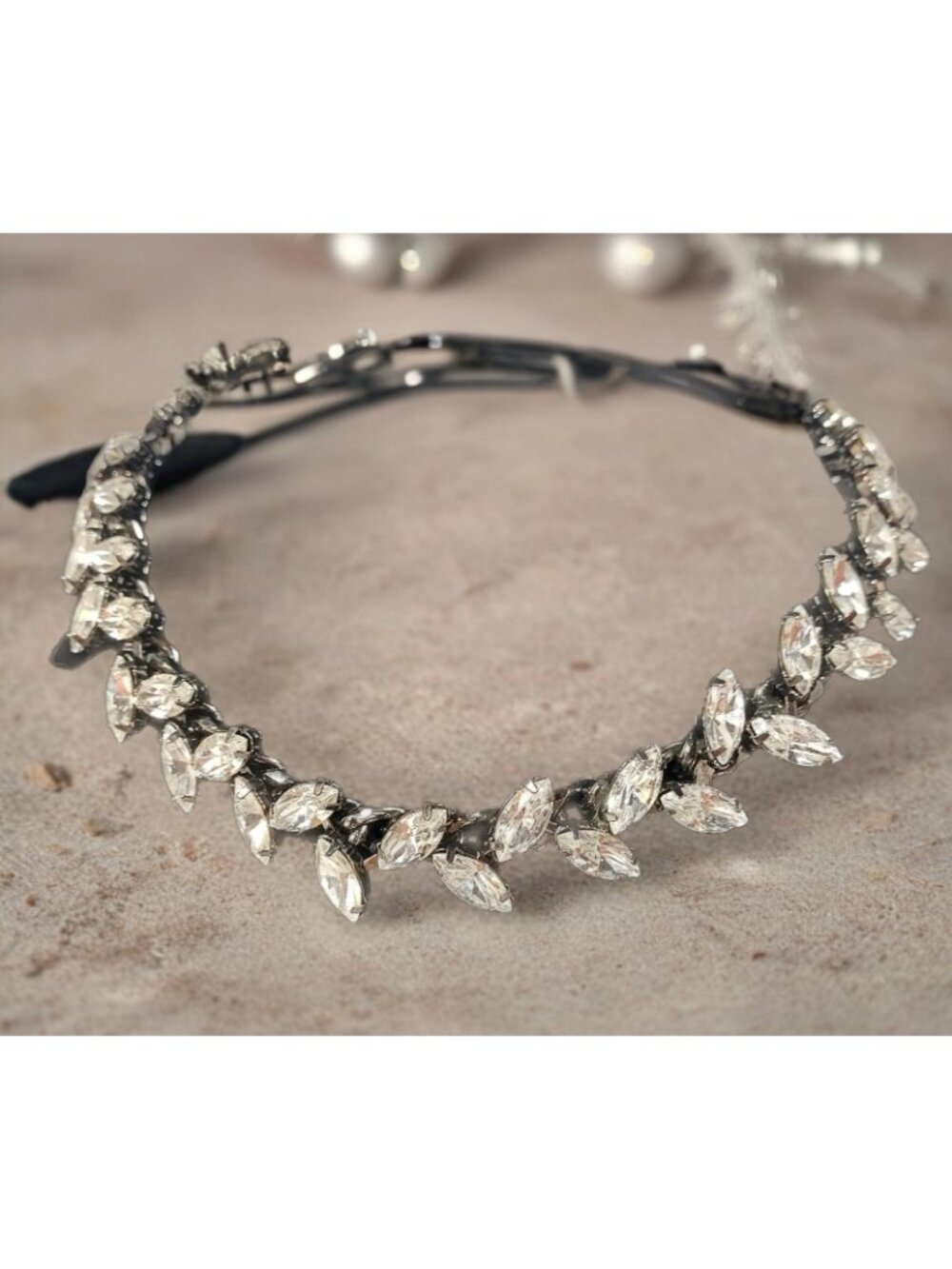 Wedding Statment Zara Heavy Prong Set Rhinestone Bling Neckless Black Back Chain - Picture 2 of 9